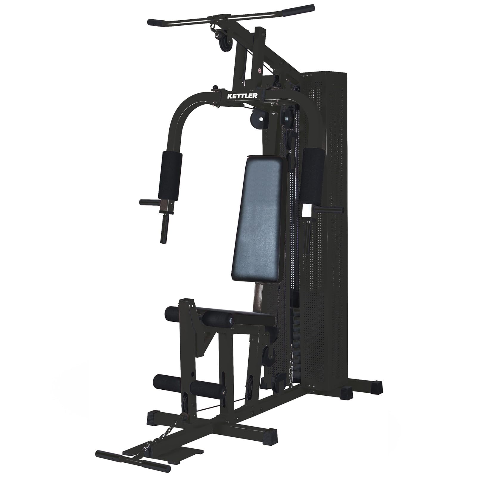 KETTLER Kraftstation Basic – Kompakter Multigym-Station für Ganzkörper-Krafttraining zu Hause, 50-kg-Gewichtsblock, Brustpresse, Butterfly, Latzug, Beinstrecker, max. 100 kg Benutzergewicht