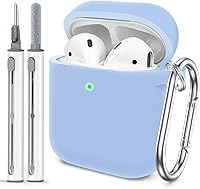 Vista 1 de Funda Protectora para AirPods 1/2, viene con kit de limpieza, funda protectora de silicona suave con hebilla, compatible con estuche de carga