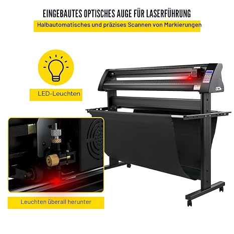vevor vinyl cutting plotter max. paper feed 1350 mm foil cutter max. cutting width 1260 mm plotter cutting speed 800 mm / s semi-automatic signmaster window compatible lcd display