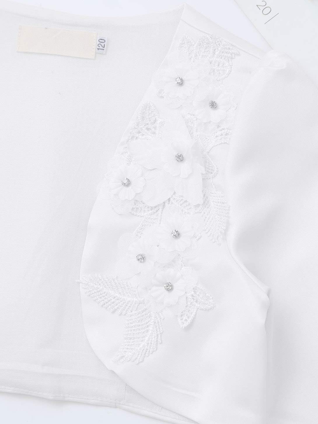 Hularka Kids Girls Flower Applique Shrug Cardigan Open Front Weeding Birthday Party Princess Dress Cover Up