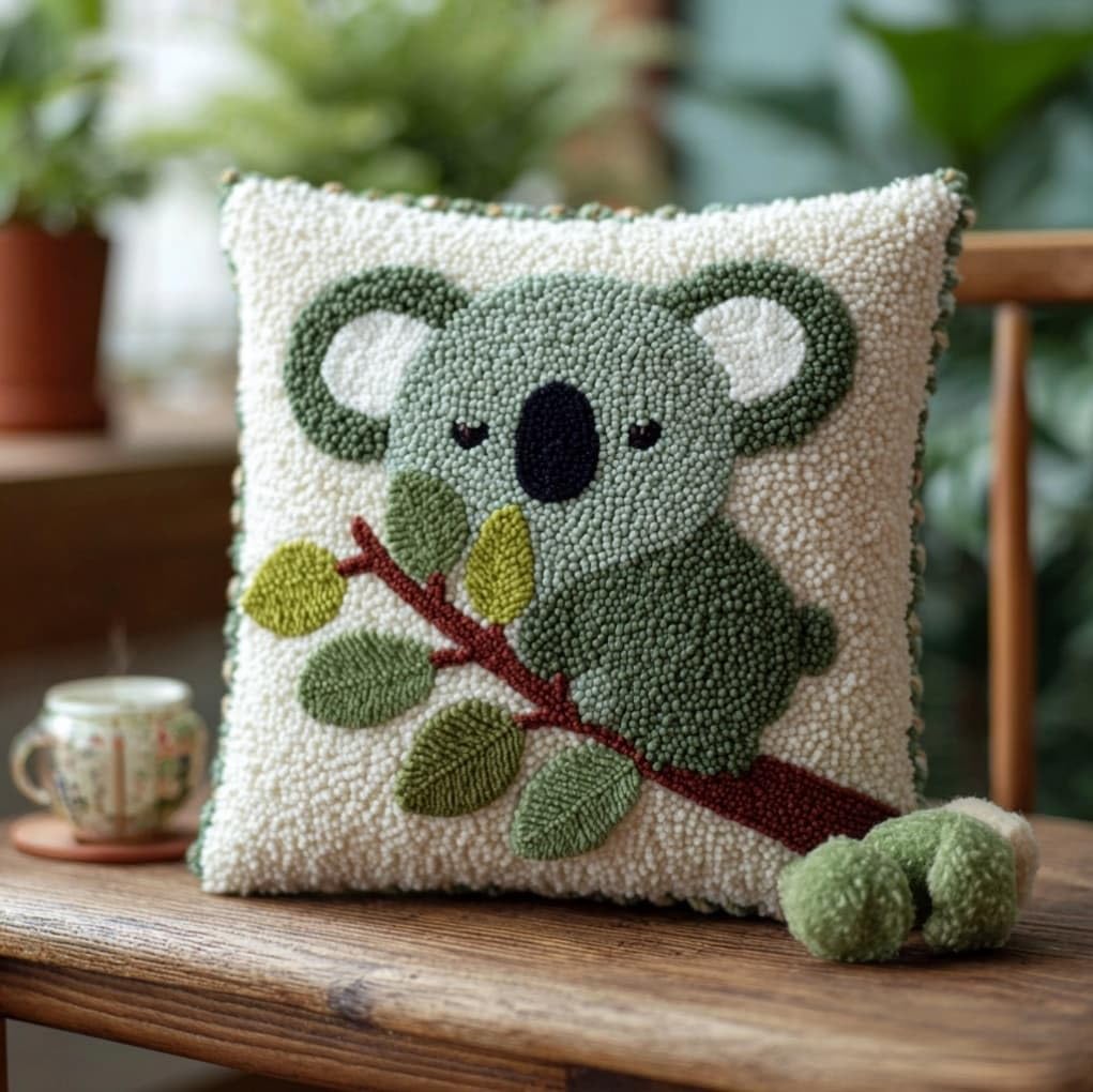 AxiangziK Latch Hook Pillow Making Kit 43x43cm,Animal Koala