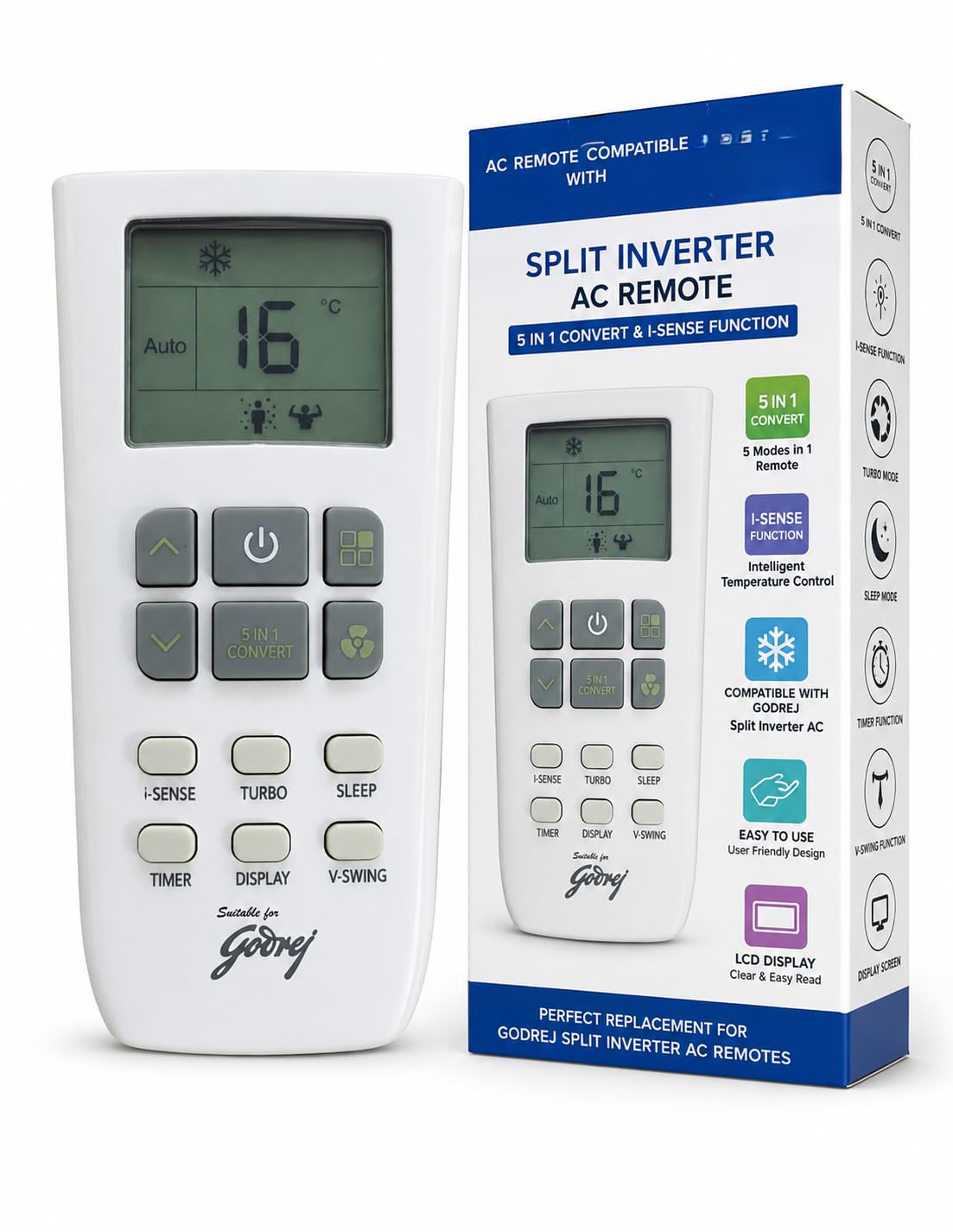 Godrej AC Remote Replacement - Works with 5-in-1 -3 Godrej AC Remote Replacement - Works with 5-in-1 -3