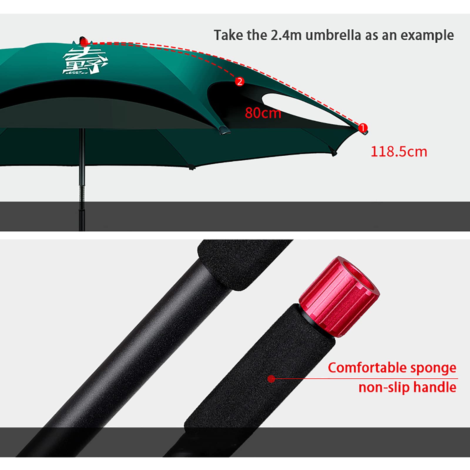 Ombrellone antivento resistente, ampio, regolabile a 360° con molla, asta telescopica girevole, impermeabile, trasmissione della luce nulla, ideale per pesca, giardino e spiaggia.