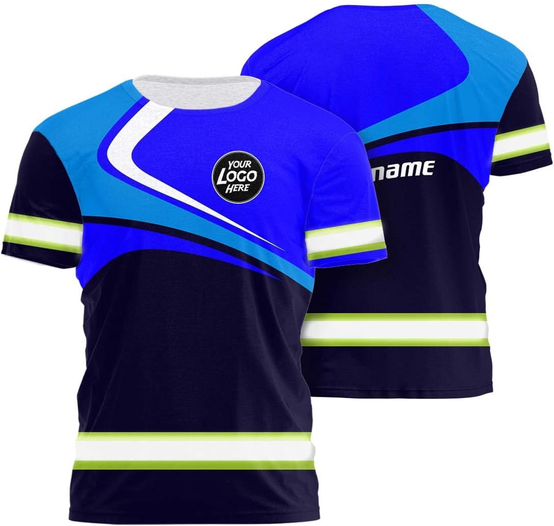 Company, Team Uniform High Visibility Shirt for Men Safety Shirt Custom Logo Name with Reflective Tapes AMZ02
