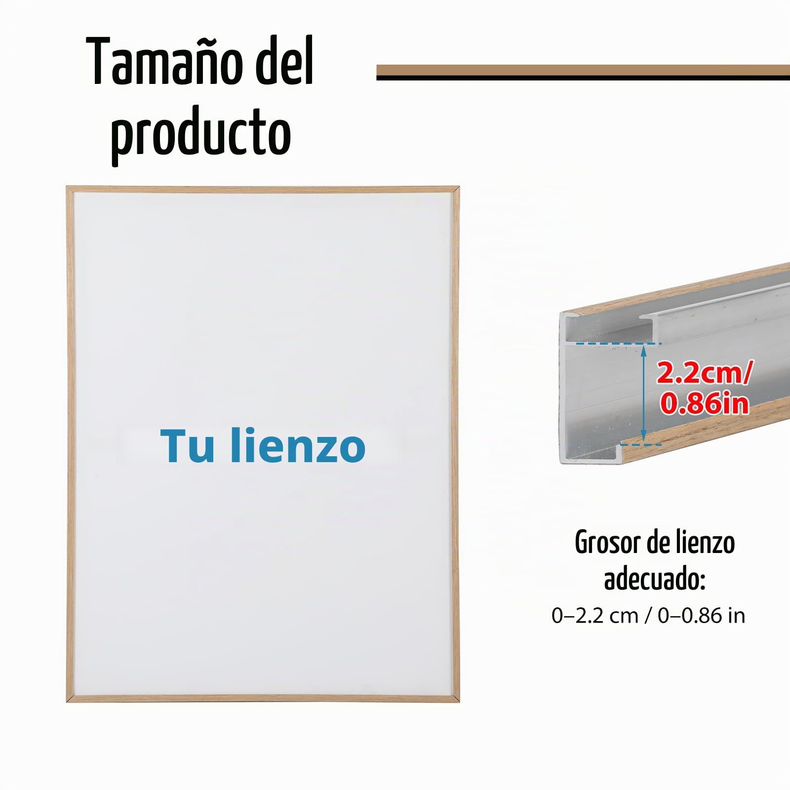 Marco de juntas de sombra de 40 x 50 cm, marco de aluminio para lienzo, montaje sin agujeros, fácil de quitar para cambiar el diseño, marco negro para lienzo/bastidor (color madera, 40 x 50 cm)