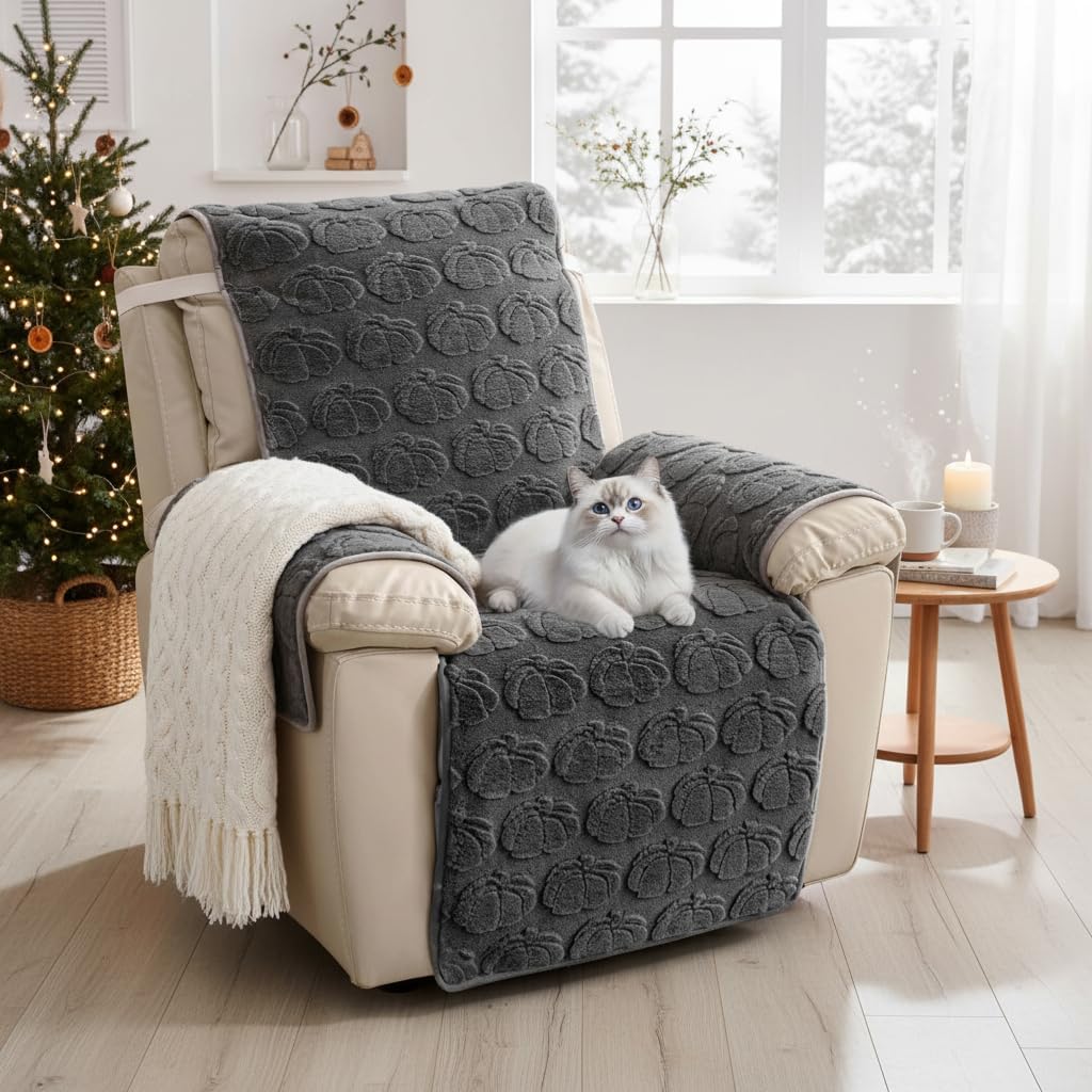 TOPCHANCES Plush Recliner Cover,Anti-Slip Recliner Chair Covers Slipcover Armrest Covers Recliner Protector Couch Sofa Covers,Soft Fuzzy Fluffy Furniture Protector for Kids Dogs Pets