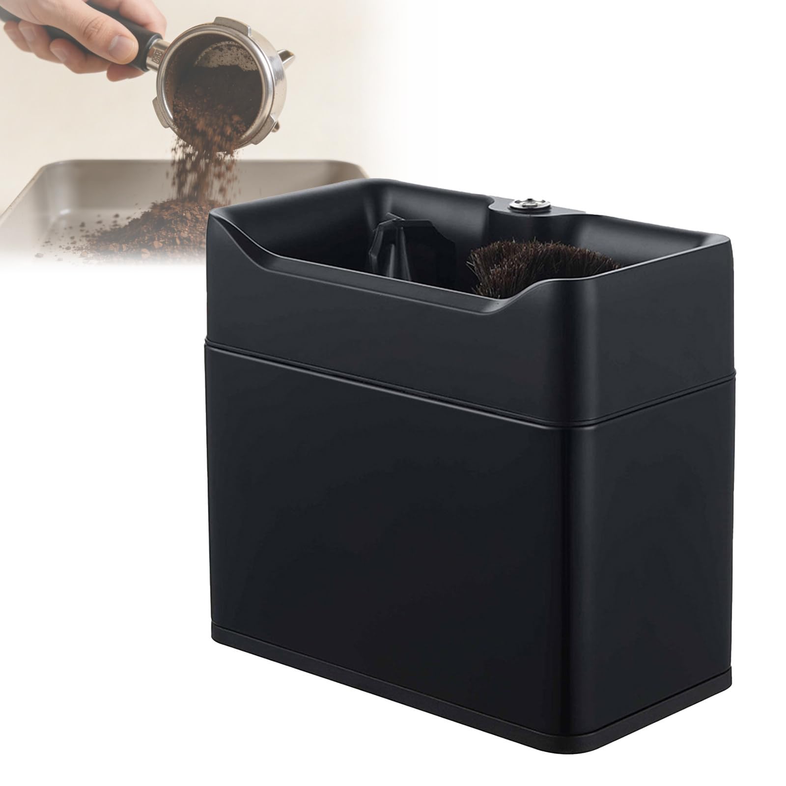 Limpiador de cepillo para polvo de espresso con raspador, se adapta a portafiltros de 58 mm, instalación de escritorio o montaje en pared, ideal para entusiastas del café
