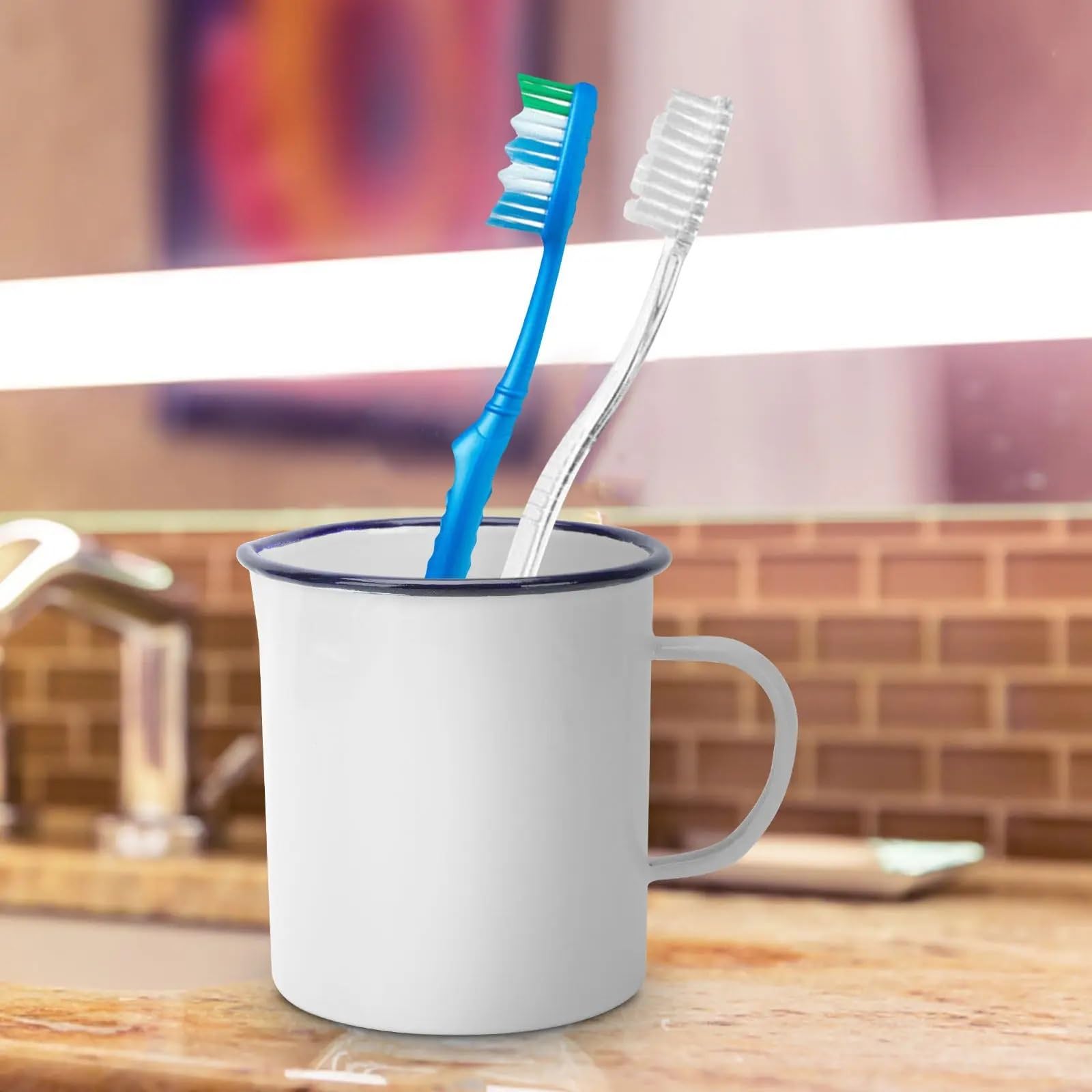 1 Stück Emaille-Becher Mit Messbecher | 500 ml starker, umweltfreundlicher Getränkebecher for Zuhause, Bar, Café