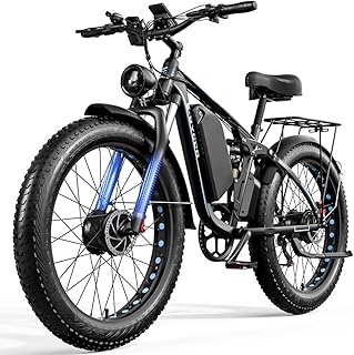 EB7Pro Vélo électrique pour adulte Double moteur 52 V 23 Ah Batterie Li-Ion Freins à disque hydrauliques 66 pouces Fat Tire VTT électrique tout terrain