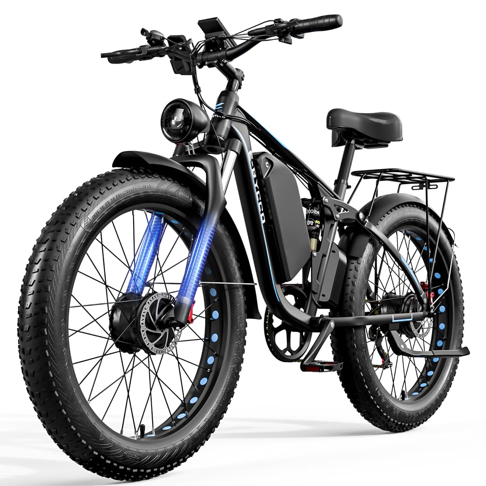 EB7PRO - Bicicleta eléctrica para adultos, motor dual, 52 V, 23 Ah, batería extraíble, frenos de disco hidráulicos, 7 velocidades, todo terreno, bicicleta de montaña eléctrica, bicicleta para