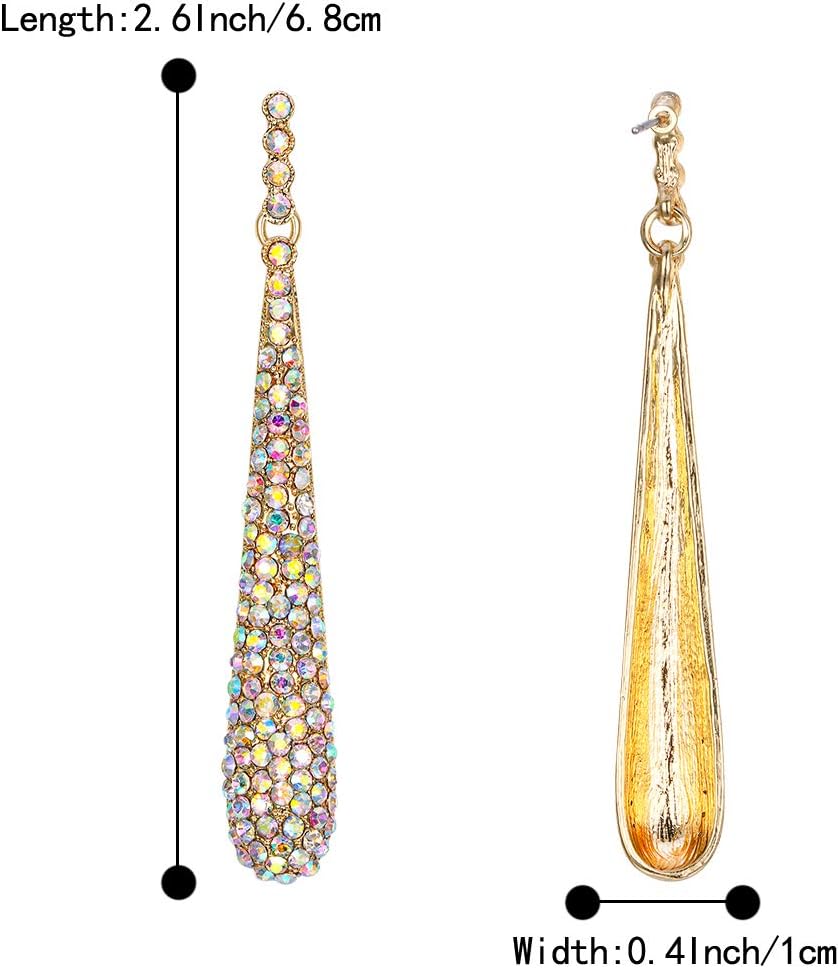 BriLove Wedding Bridal Elegant Crystal Beaded Teardrop Long Dangle Earrings for Women - Image 6