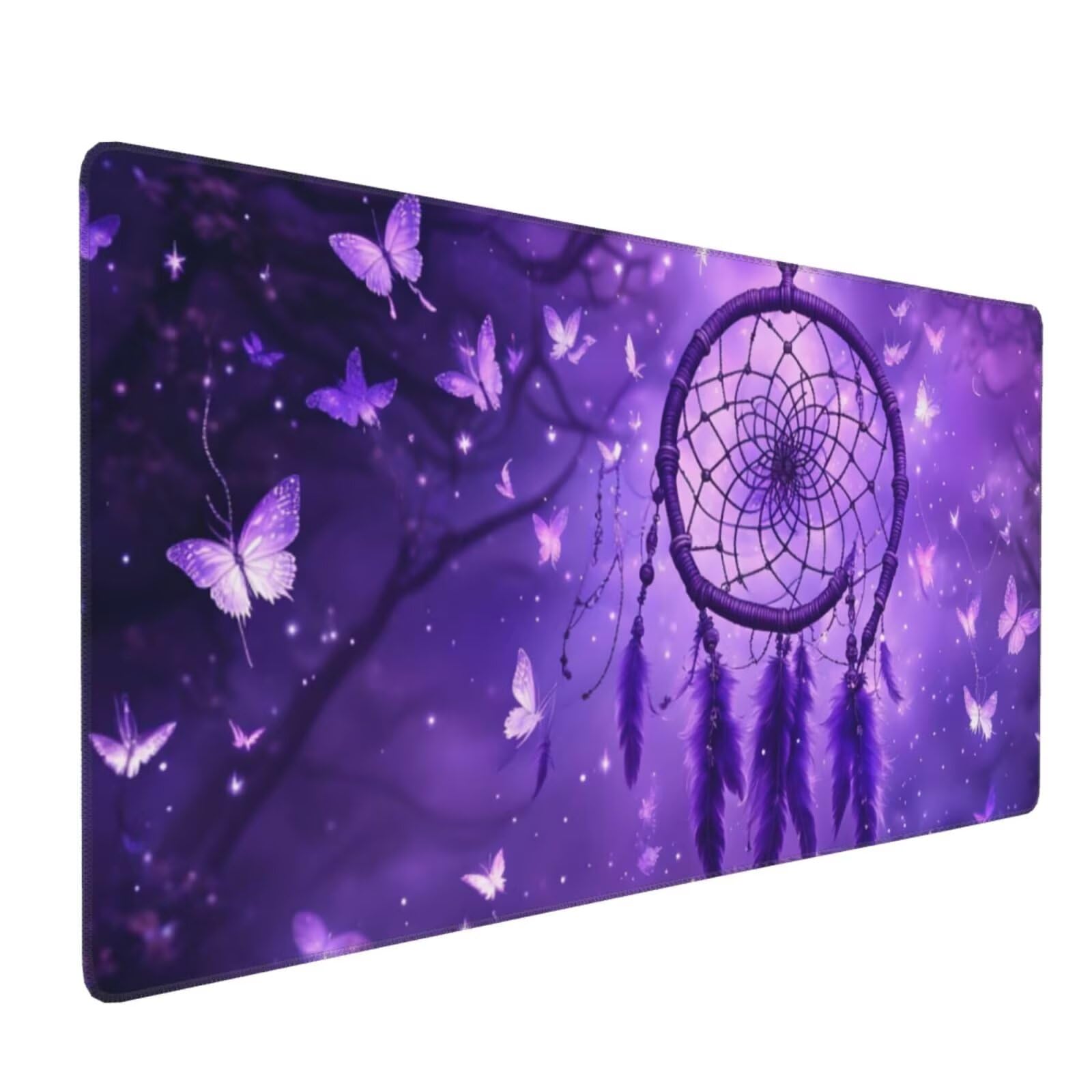 Podkładka pod mysz XXL 1500 x 800 x 3 mm, fioletowa duża podkładka pod mysz do gier XXL podkładka do gier z wodoodporną i antypoślizgową gumą, podkładka pod mysz łapacz snów pod ręką biurko dla gracza