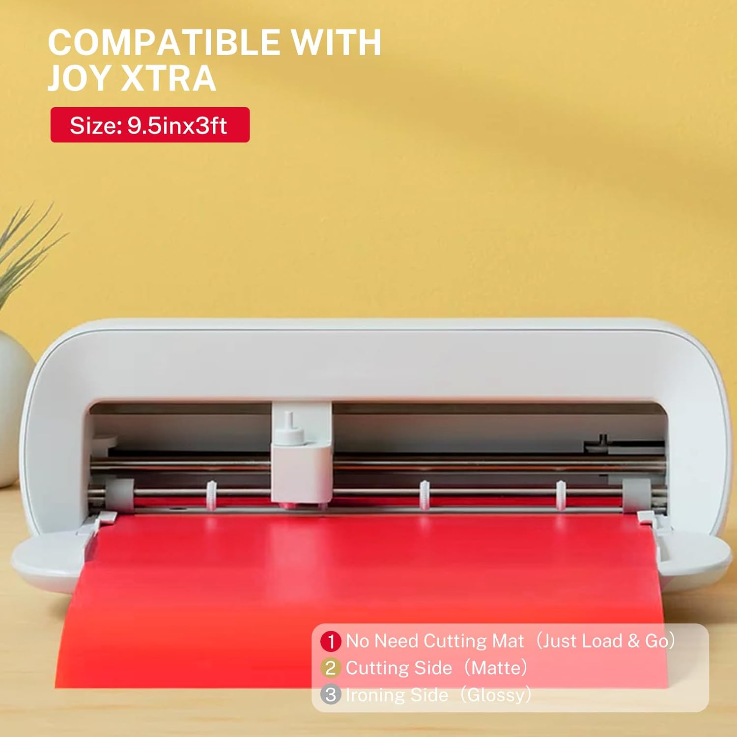 HAWERSI Smart Iron On Vinyl Roll for Cricut Joy Xtra,HTV Works Without Cutting Mat, 9.5in x 3ft Large Size for Large HTV Project,5 Rolls Heat Transfer Vinyl Easy to Cut & Weed,Use for Making T-Shirts