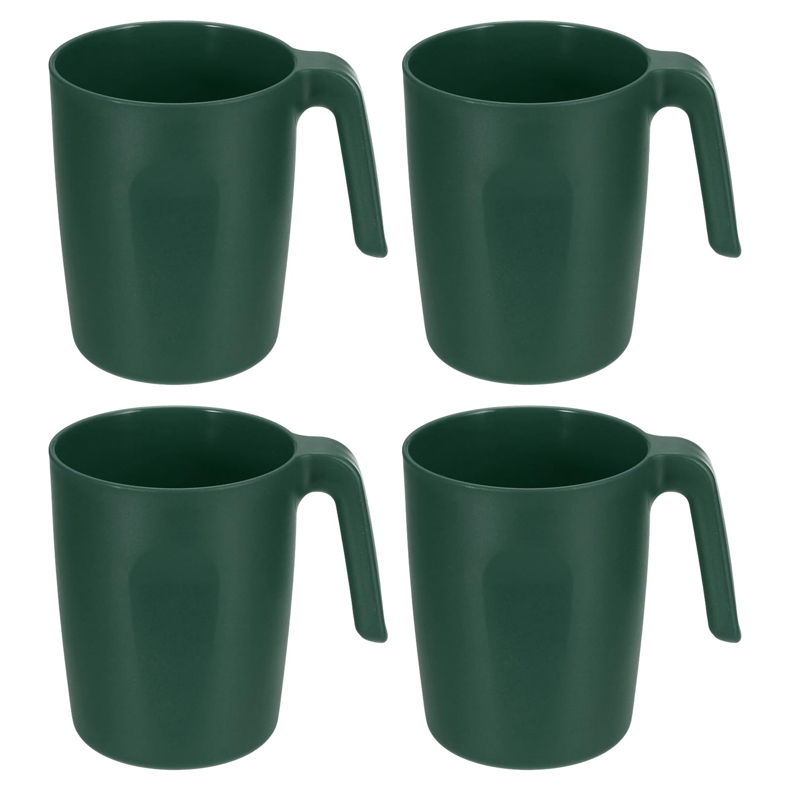 sourcing map Set of 4 450ml Plastic Coffee Mugs, Unbreakable Coffee Mugs, Reusable Microwave Dishwasher Safe Drinking Cups with Handle for Tea Milk Juice Kitchen Camping, Dark Green โ image 1