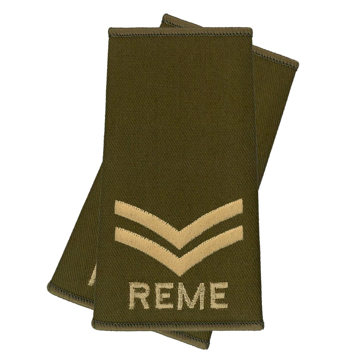 CL Distribution REME Rank Slides, Corporal Rank, Olive Green, Pair of Epaulettes