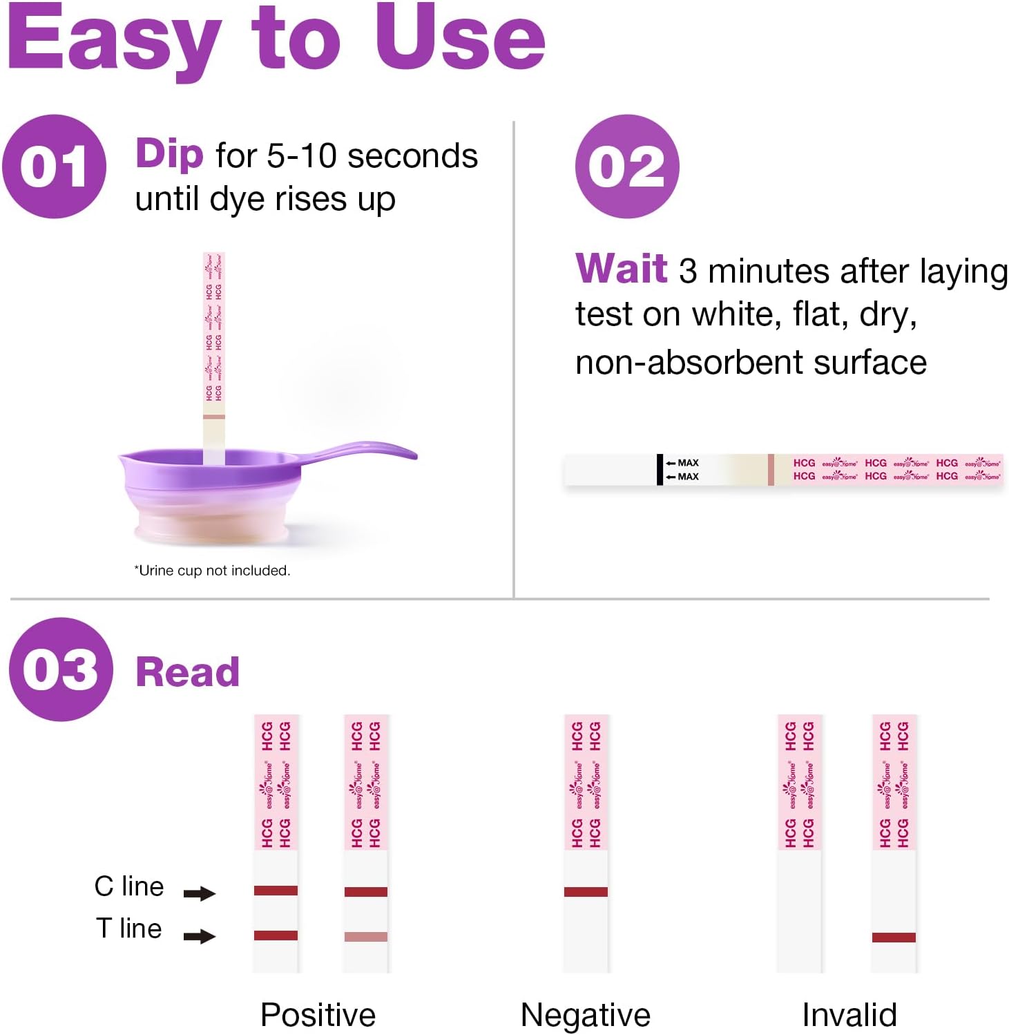 Easy@Home Pregnancy Tests Bulk: 20 Pack with Cups - Early Detection & Highly Sensitive hCG Urine Test Kit for Home Use - Image 7