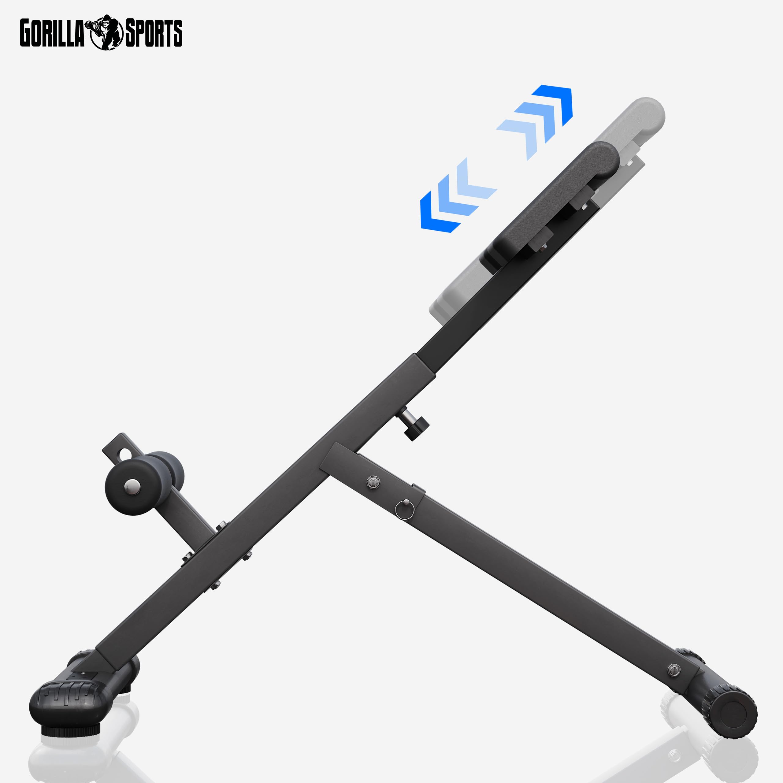 GYRONETICS® Hyperextension Rückentrainer, Klappbar, bis 120 kg, Schwarz | Mit zweiteiligem Bauchpolster und 3-fach höhenverstellbaren Beinstützen; Bauchtrainer, Römischer Stuhl, Fitnessgerät