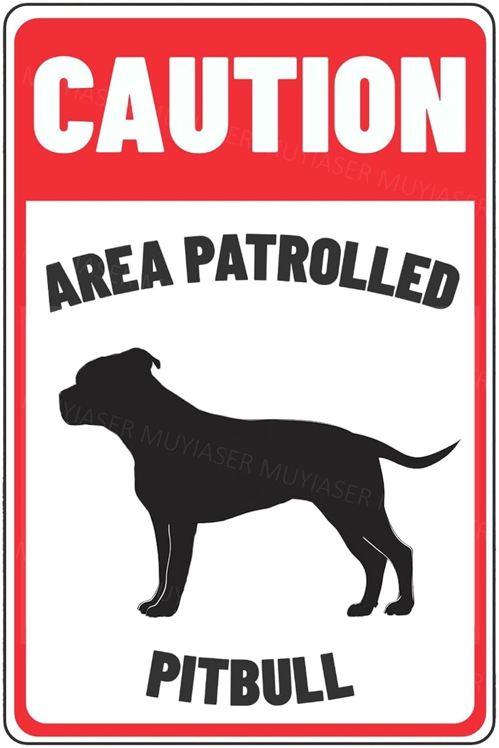 (2-Pack) Metal Tin Sign Caution Sign Area Patrolled Pitbull Beware Of Dog Sign Signs Door Sign Warning Sign For Fence Gate Yard Home Wall Decor 8x12 Inch