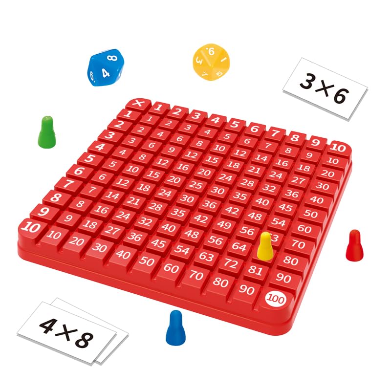 Times Table Math Toys, Educational Multiplication Table Game, Learning Mathematics Through Play, 2-4 Players (Red)