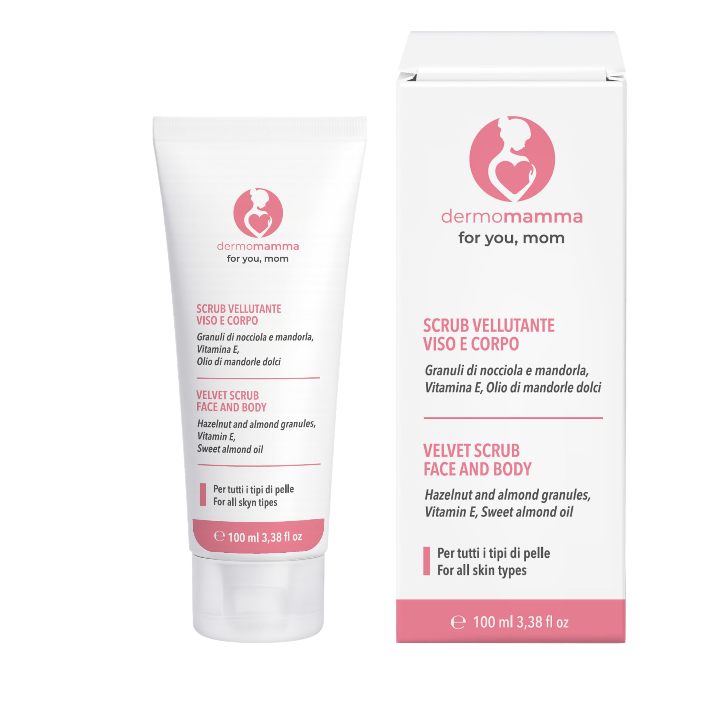 Scrub Vellutante Viso-Corpo, Azione Rigenerante, Stimola il Turn-over cellulare, Vegan e Green Formula, Indicato in Gravidanza e Allattamento, 100 ml.