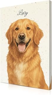 DECORARTS - Custom Pet Portrait from Photo, Delicate Hand-Drawn Illustration on Canvas, Expressive Giclee Art Print with Optional Frame, Picture Size 18x12, Framed Wall Art for Pets, Made in USA