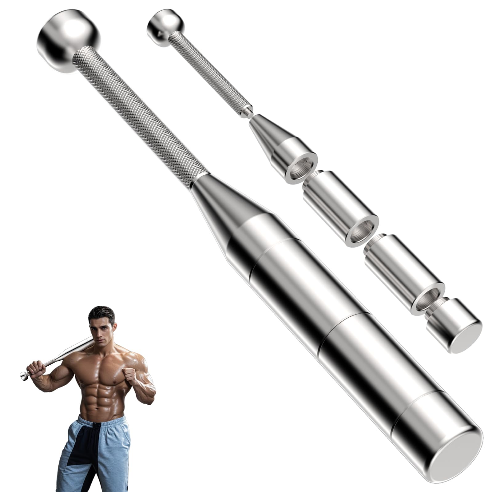 Photo 1 of ***POSSIBLY MISSING ASSEMBLY PIECES ***Indian Clubs for Strength Training,6-in-1 Premium Steel Adjustable Macebell Clubbell,Muscles, Shoulder, Grips & Forearms Workouts to Stretching,with Non-slip Knurled Handles