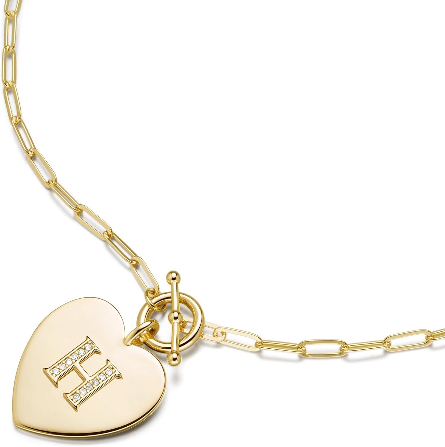 14K Gold Initial Necklace for Women, Dainty Gold Filled Heart Initial Necklace, Valentine's Mother's Day Christmas Jewelry Gifts for Women 22 Inch - Image 2