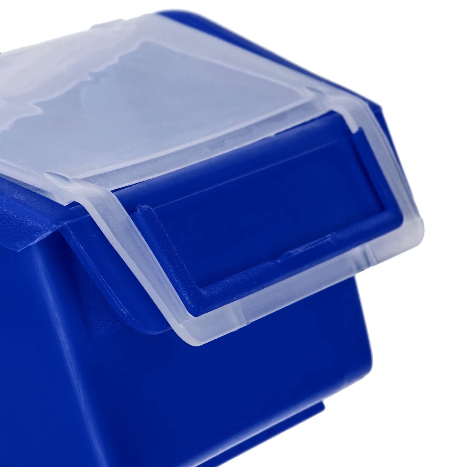 PAFEN Stapelboxen Set – 50x Stapelbox mit Deckel 115 x 75 x 118 mm – Sichtbox Stapelbox für Werkzeugwand Lagerbox, Blau