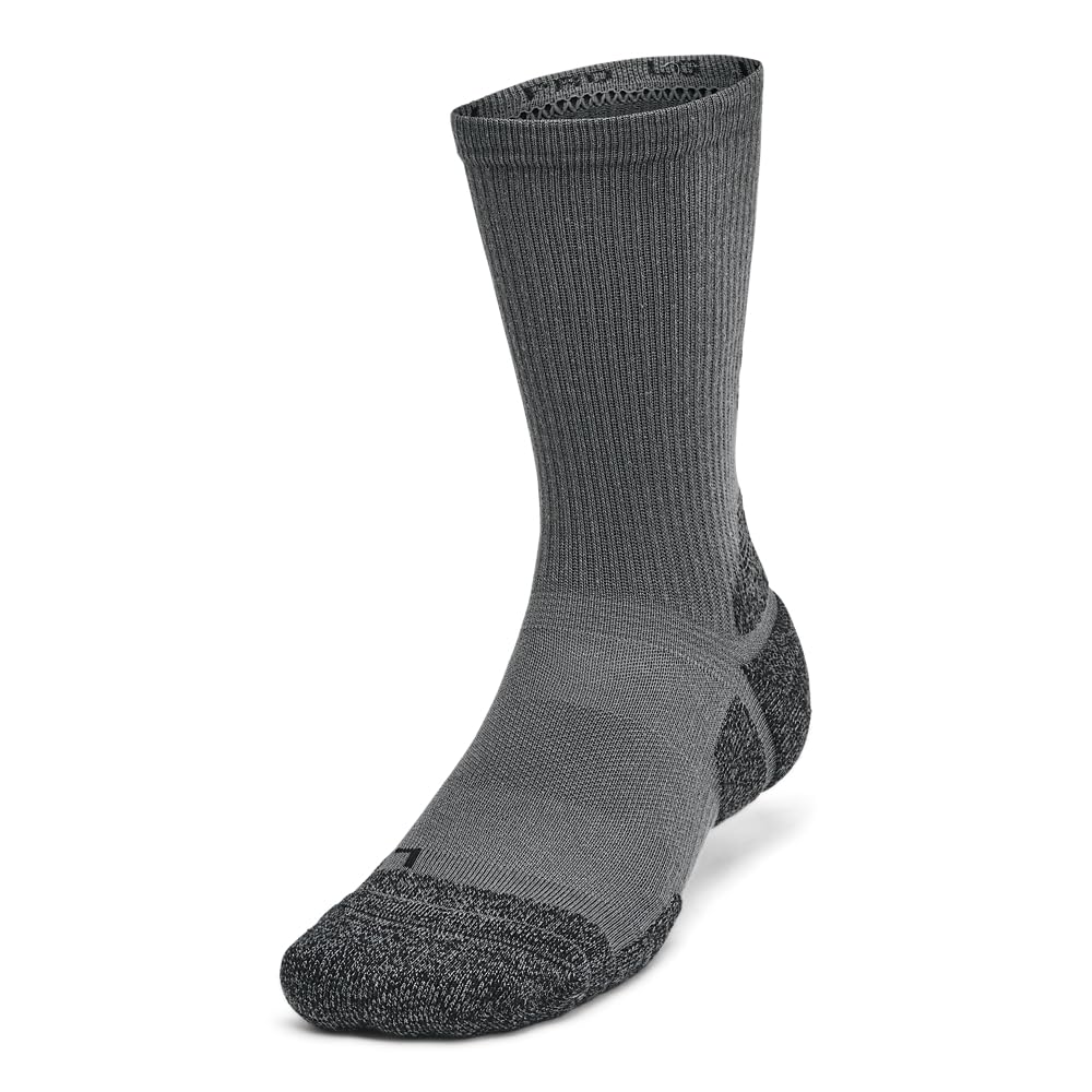 Under Armour Unisex-Adult Performance Tech Pro Crew Socks 3 Pack, (025) Castlerock/White/Black, Large