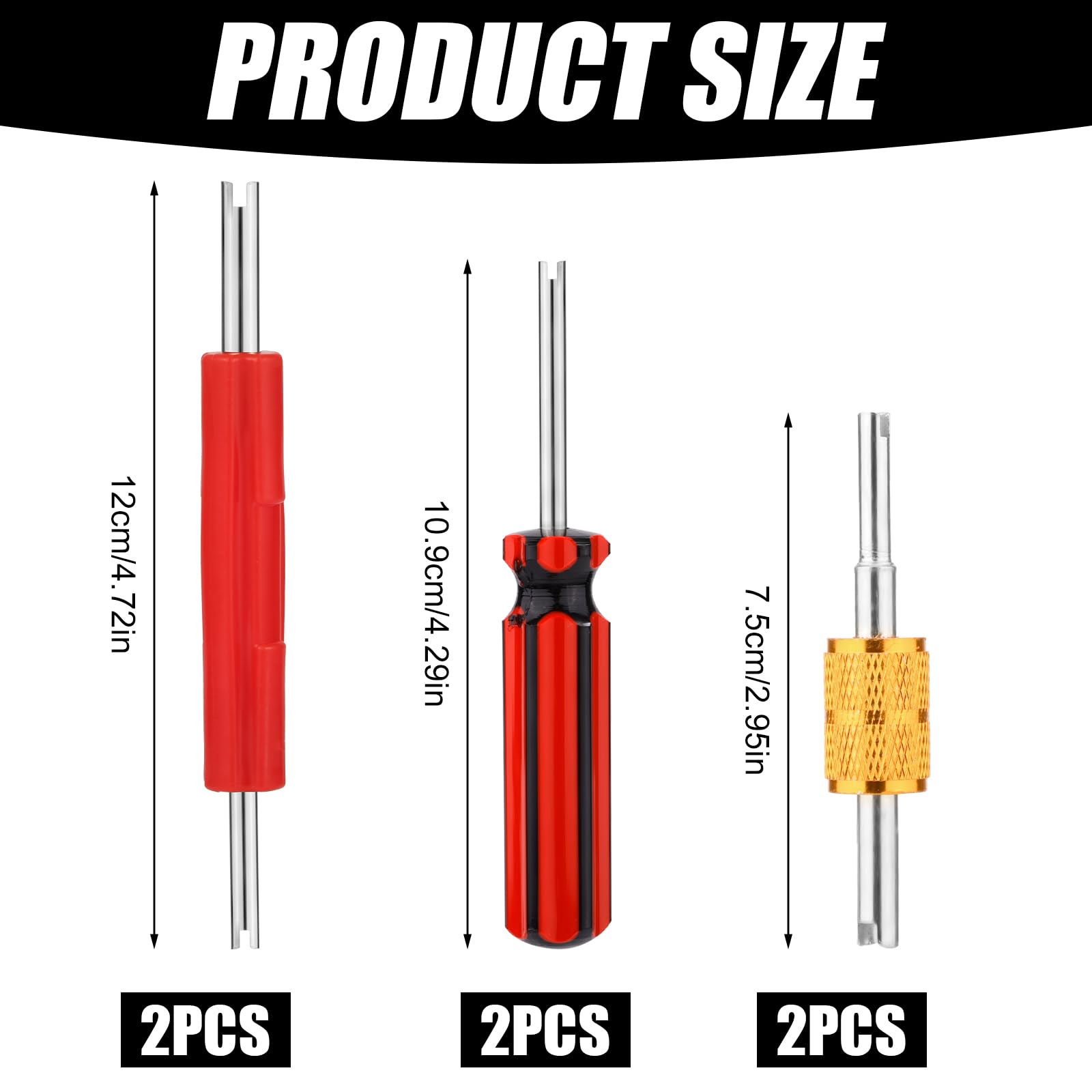 6pcs Outils de Clé de Noyau de Valve, Obus de Valve Clim à Tête Simple et Double Tire Valve Extracteur de Tige de Valve Schrader pour Voiture Vélo Camping-Car Camion CVC Climatiseur
