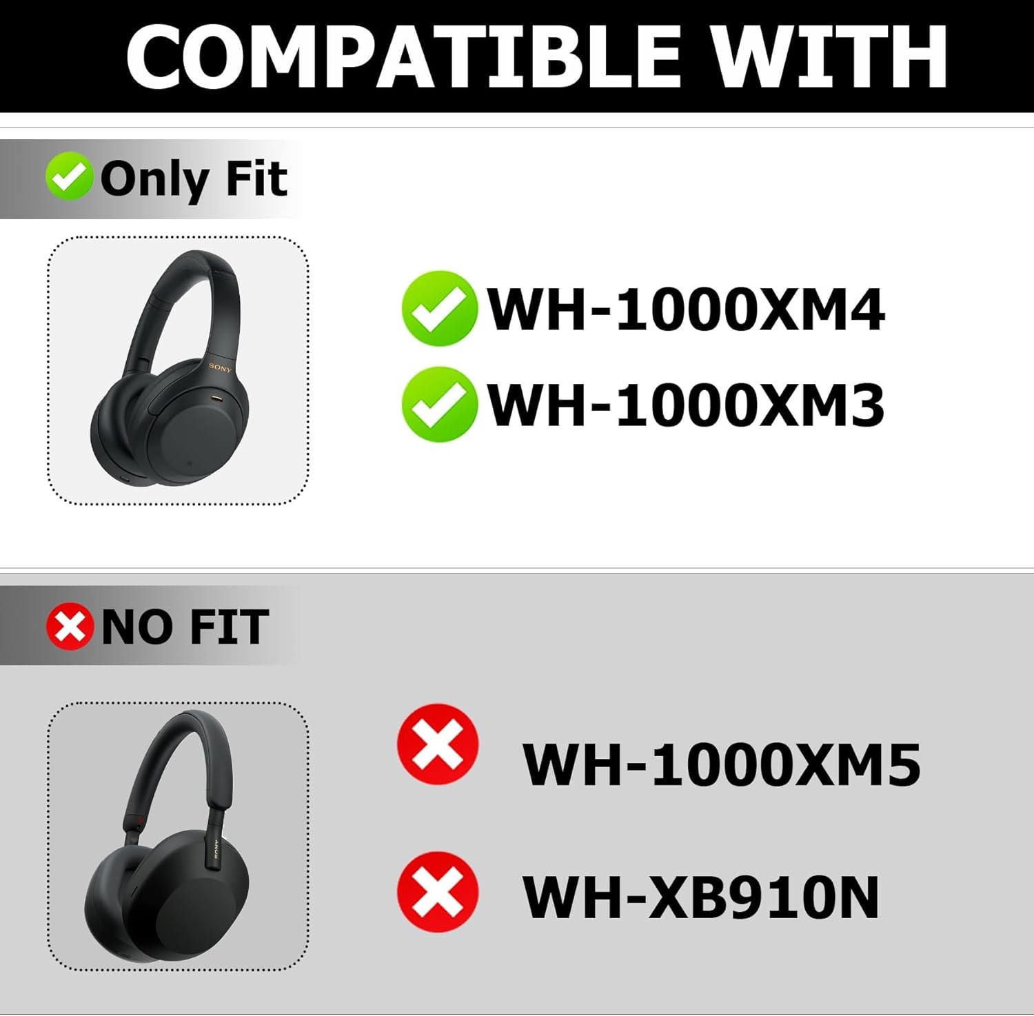 3 Set Case Cover Compatible with Sony WH-1000XM4/WH-1000XM3 Headphones,Embody Ear Pad Cover/Headband Cover/Ear Cover Soft Silicone Headphones Accessories（Off White） - Image 2