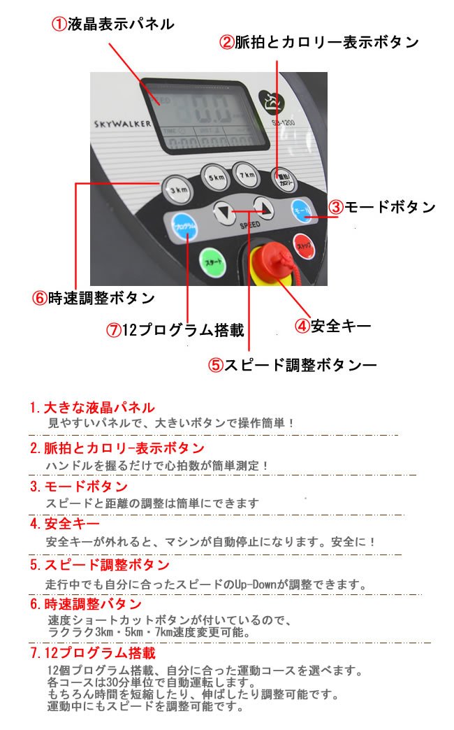Amazon | ランニングマシンSB-1200床保護マット付き時速0.5km-12km  