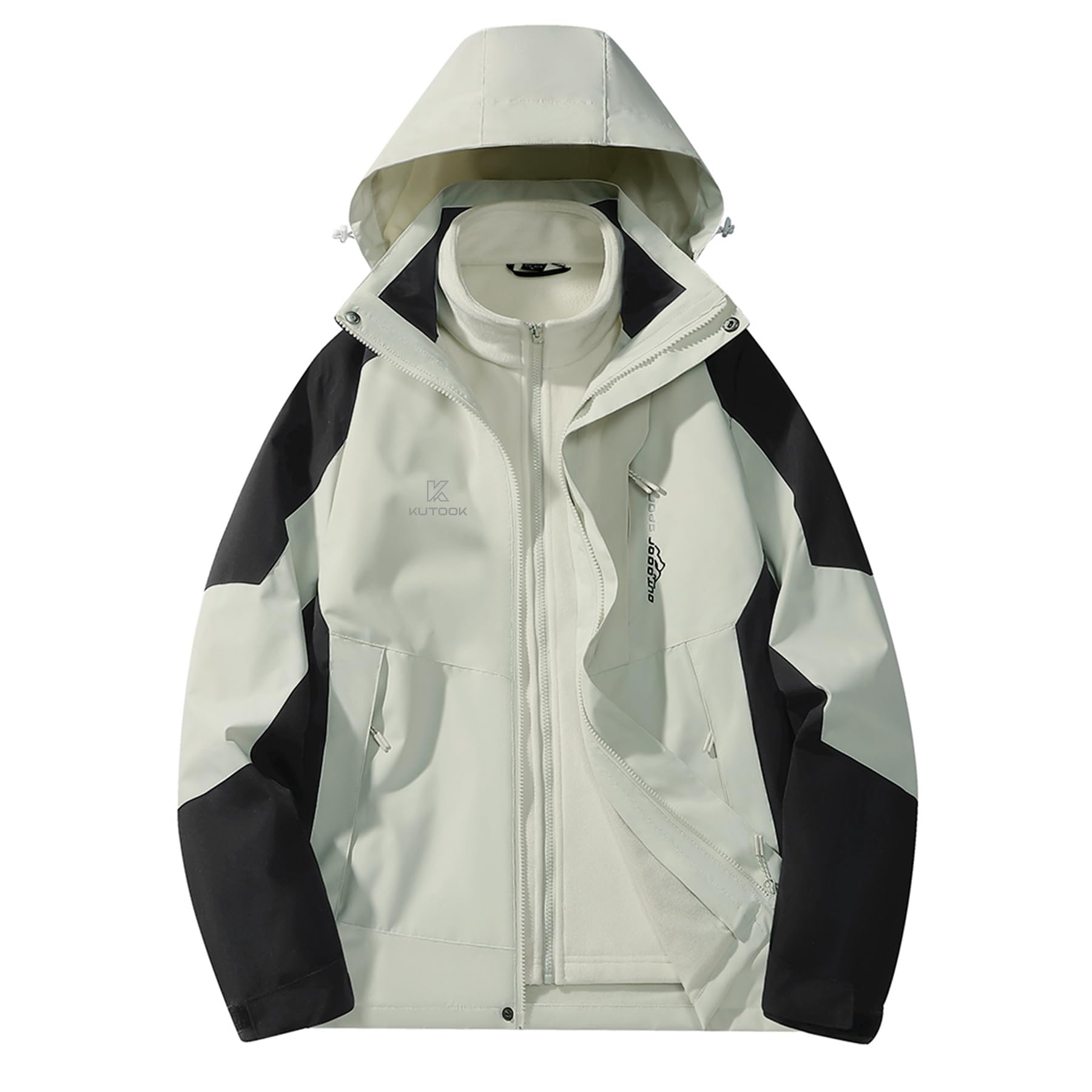 KUTOOK Chaqueta Softshell Impermeable para Mujer 3 en 1 Invierno Cortaviento con Cálido Forro Polar Senderismo Esquí Ciclismo