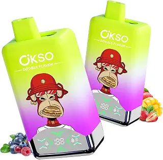 【デュアルフレーバー】OKSO 60000回吸引 使い捨て電子タバコ 2 in 1 ノンニコチン | (Mixed berries+ Strawberry mango)デュアルフレーバー切り替え簡単 大容量60000回 メッシュコイル エアフロー調整可能 Type-C バッテリー残量表示 爆煙 アウトドアやパーティーに最適 持ち運び便利
