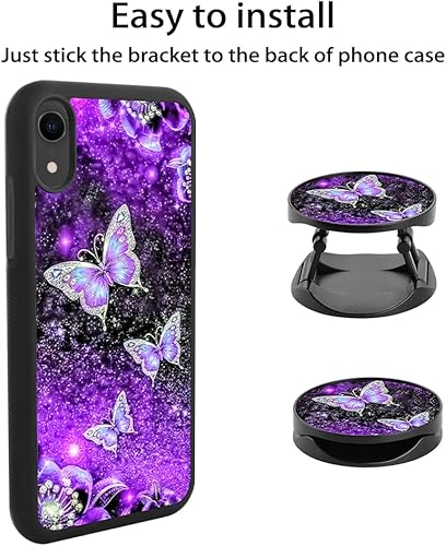 Miniatura 4 de Funda para iPhone XR con purpurina de mariposa morada para mujeres y niñas, con protector de pantalla + soporte diseño de neumáticos antideslizante