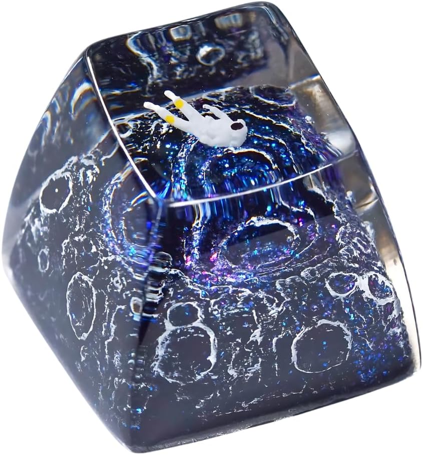 Blue Purple Galaxy Astronaut Artisan Keycap R1 SA Profile Custom Astronauts Keycaps 1U ESC Handmade Gaming Resin Key Cap Cherry MX Switch Compatible Mechanical Keyboard Space Lover Gift