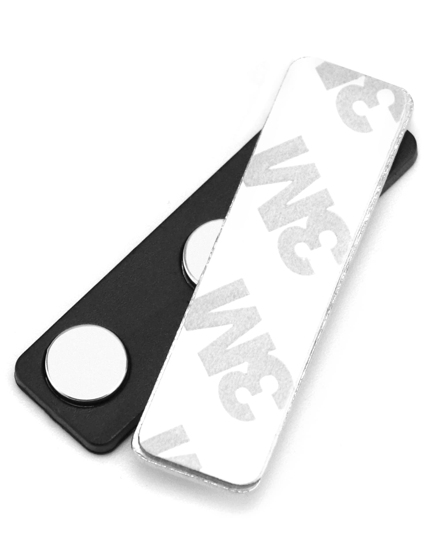 QWORK® 12 Piezas Placas de Identificación con Imán de 3 Puntos y con Adhesivos 3M, Identificadores Personales para Camisas y Uniformes (45 * 13mm, Negro)