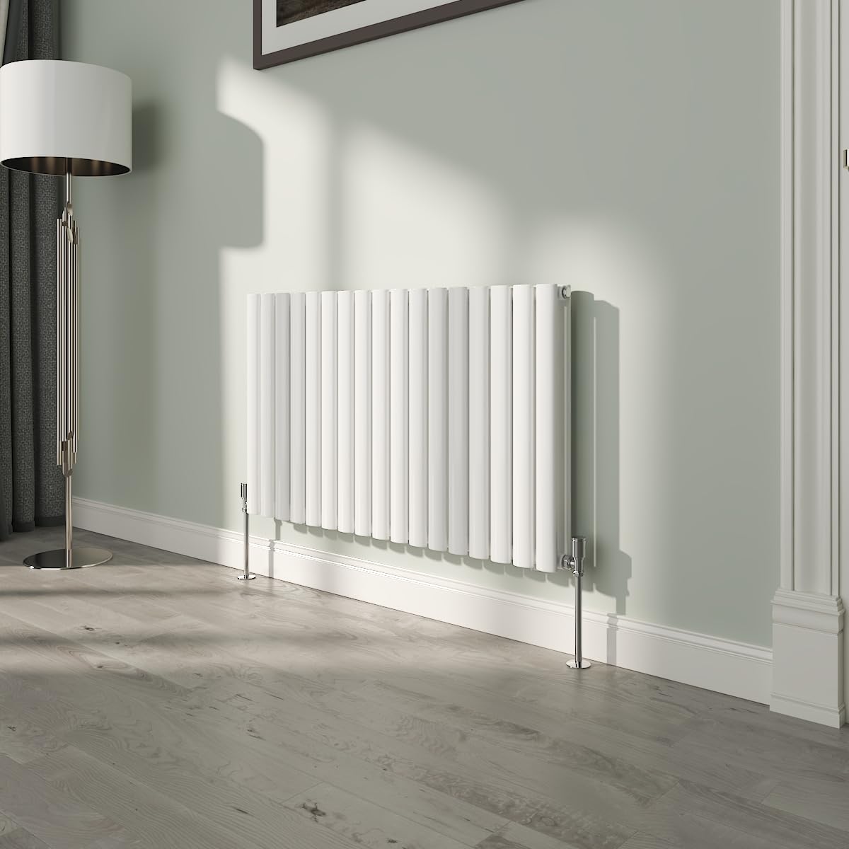 Radiateur double panneau blanc à tubes ovales 600x1003mm haute inertie