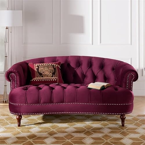 Jennifer Taylor Home La Rosa Victorian Chesterfield Loveseat, Burgundy Velvet #TOP1
