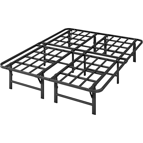 ZIYOO Heavy Duty Full Size Folding Bed Frame, 14 Inch High Metal Platform Double Size Bed Frame, No Box Spring Needed, Sturdy Steel Frame for Mattress, Easy Assembly, Noise Free, Black
