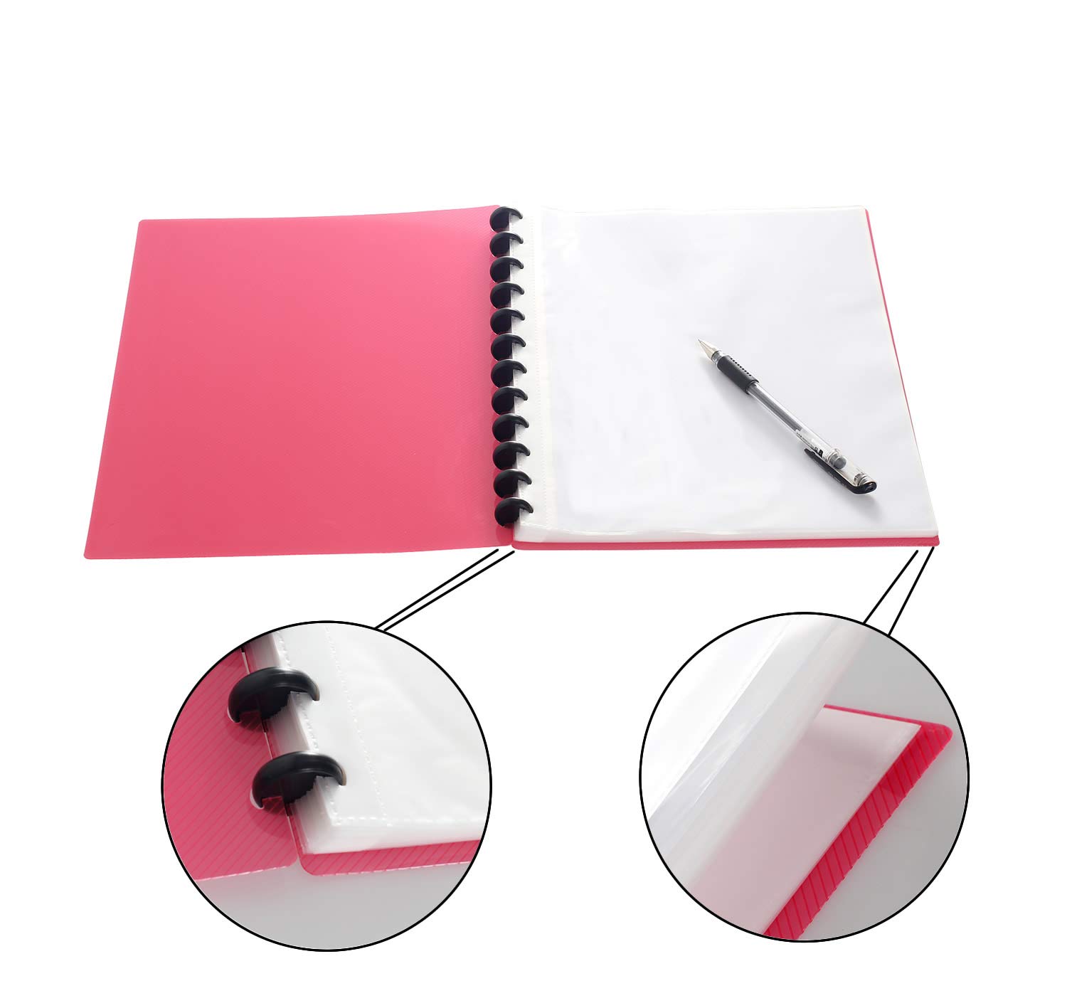 TUKA-i-AKUT 4pcs A4 PP Spiral Display Book Folder, 40 Transparent Pockets, 80 Sheets, Red - Image 4