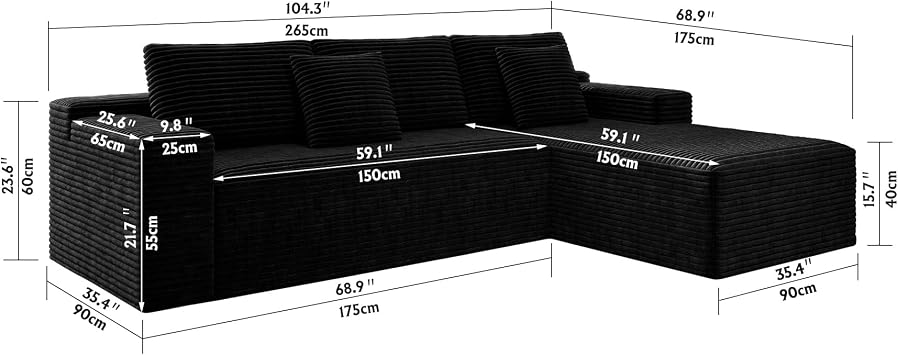 Boneless Modular Sectional Sofa, Left/Right-Facing Cloud Couch