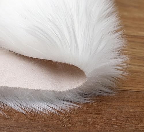 Miniatura 5 de Alfombra redonda de piel sintética para dormitorio, alfombra de pelo redondo mullido, alfombra de pelo sintético, alfombra de interior ultra suave y