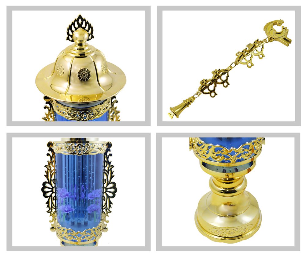 Amazon｜霊前灯 バブル灯 7号 ブルー 対(2台)タイプ 電気コード式 6551