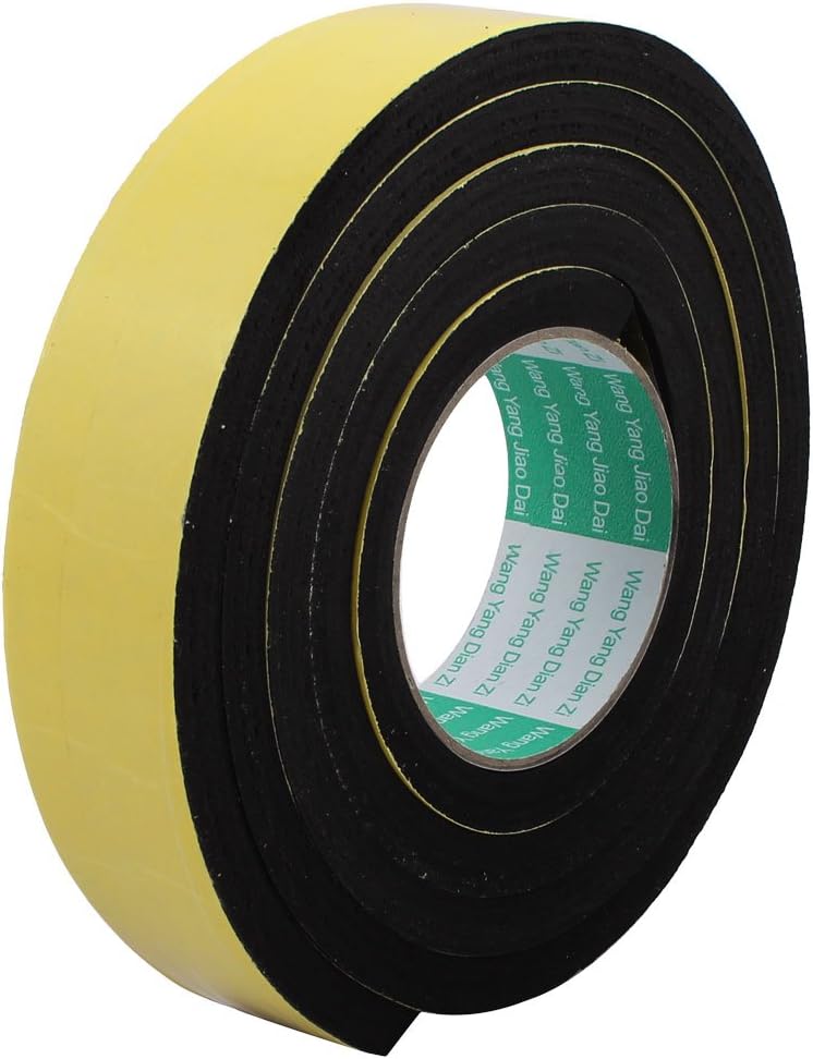 uxcell Sealing Foam Tape 30mm Wide 2mm Thick 3 M/9.84ft Long, Self Adhesive Weather Strip for Window Door Insulation, Yellow Black