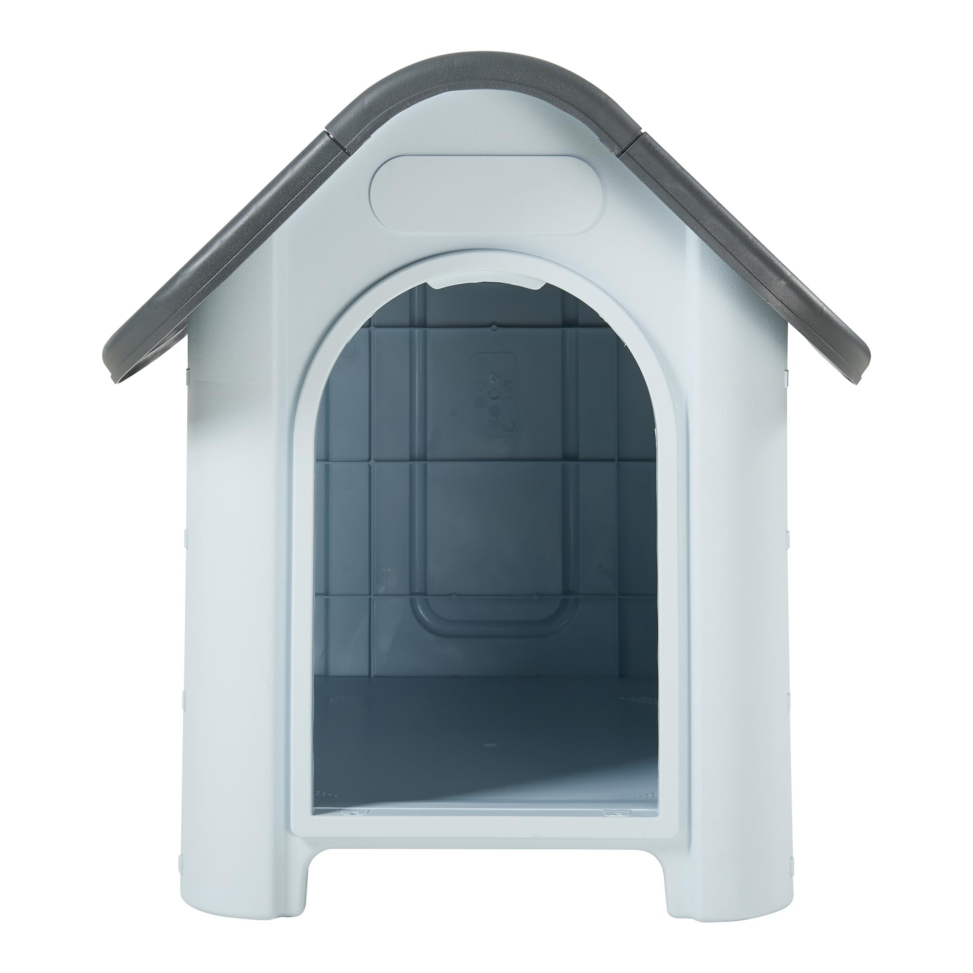 [en.casa] Niche pour Chien Animal de Compagnie Résistant aux Intempéries avec Base Surélevée Abri Extérieur avec Fentes d'Aération Plastique 75 x 59 x 66 cm Blanc Gris