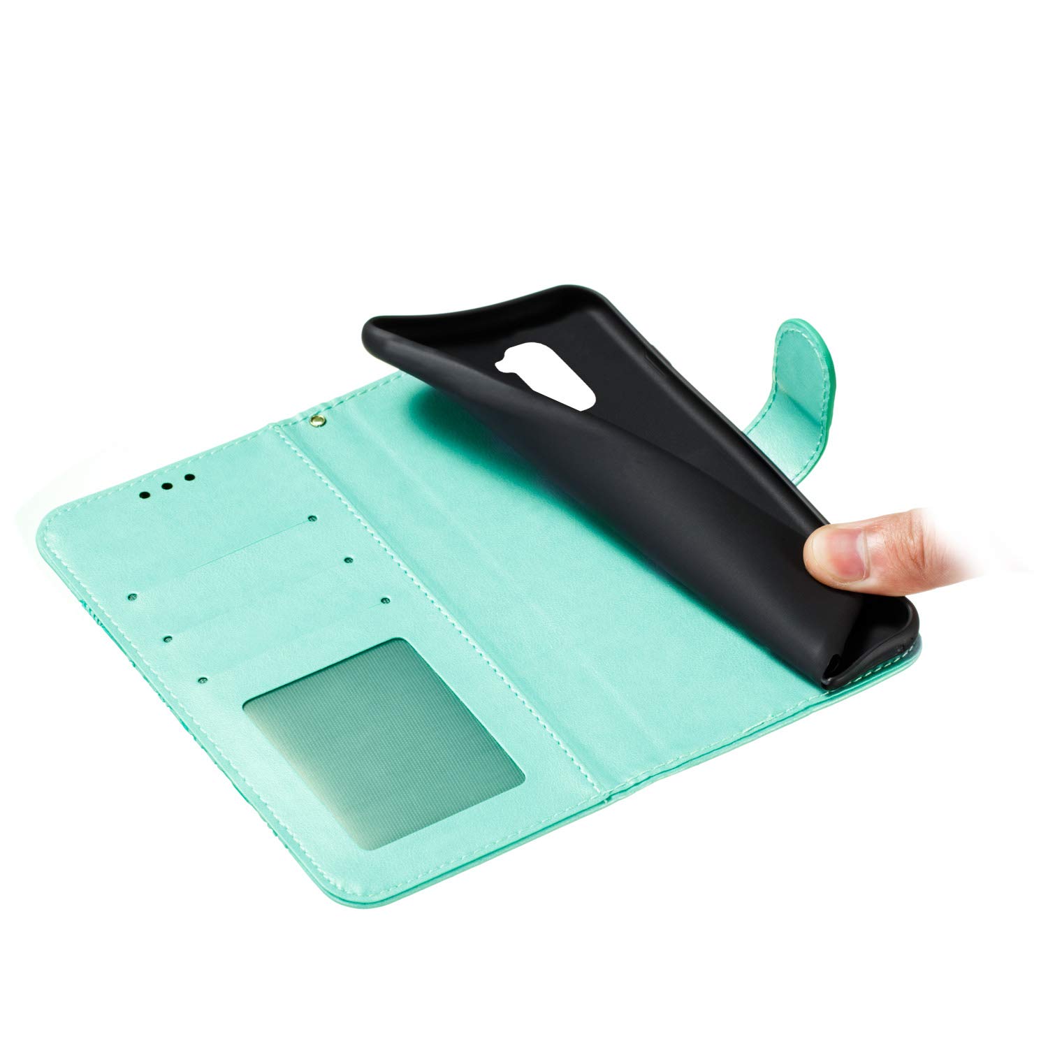 IMEIKONST Wallet Case For Xiaomi Redmi Note 9, Bling Diamond Butterfly Embossed PU Leather With Card Slots Holder Magnetic Closure Flip Stand Cover For Xiaomi Redmi Note 9 Cystal Butterfly Pink SD - View #9