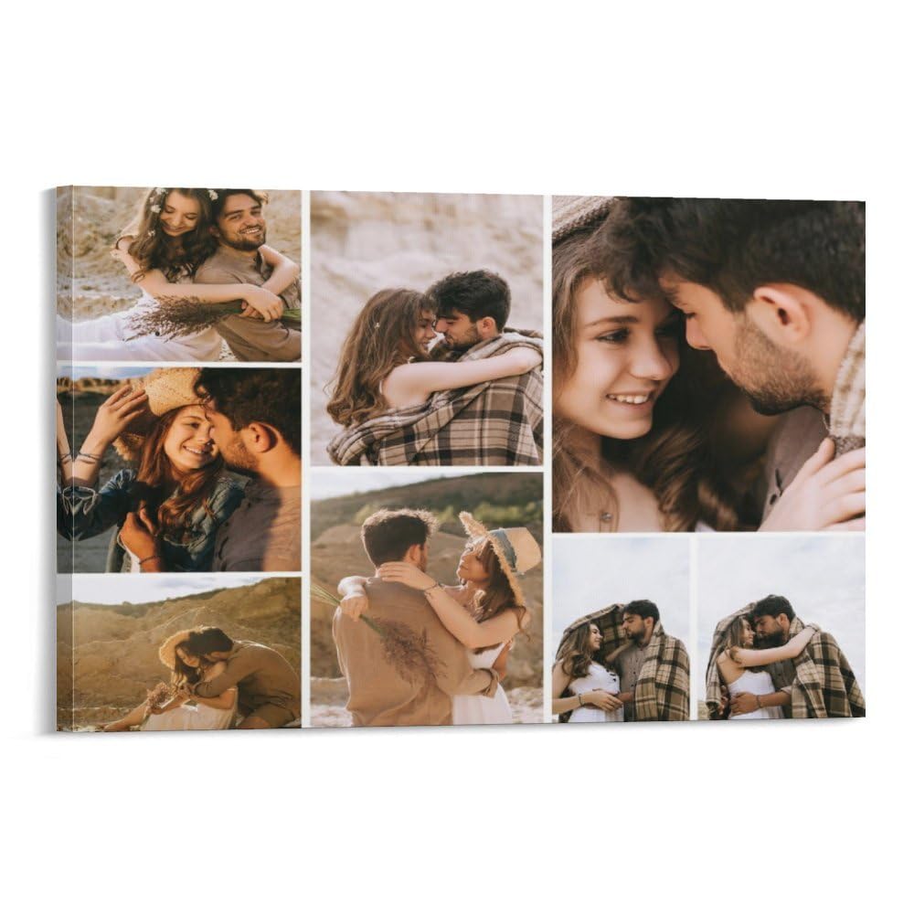 DIYKSTCustom Canvas Prints with Your Photos - Personalized 8 Picture Collage Canvas Home Wall Decor Gifts 10x8