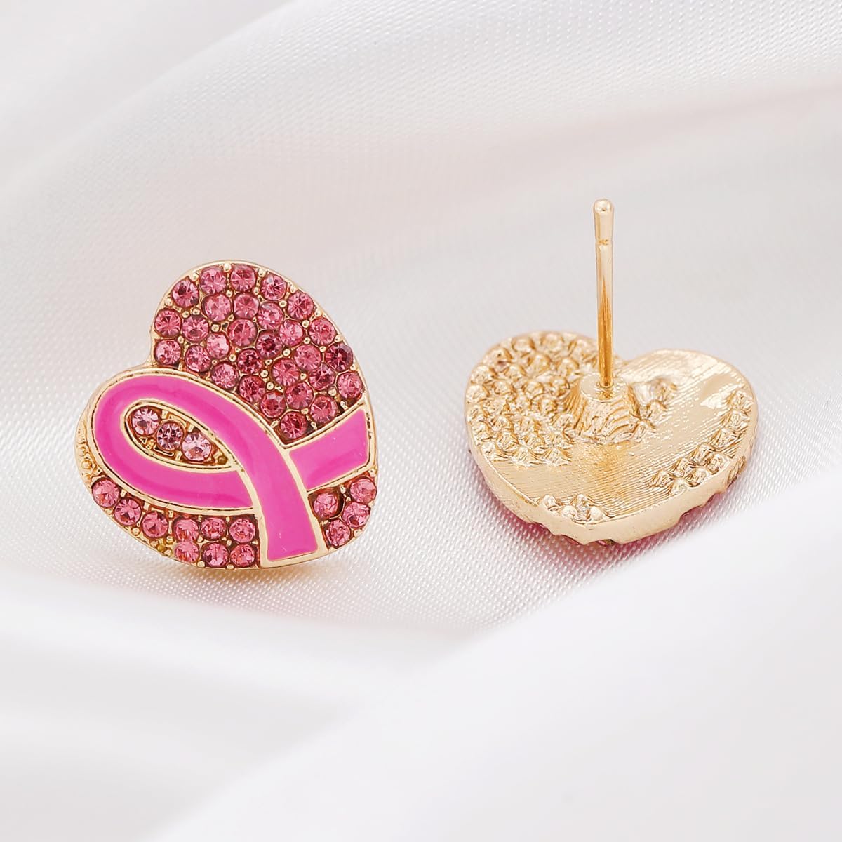 Breast Cancer Awareness Stud Earrings For Women, Pink Ribbon Heart Earring Breast Cancer Survivor Gift Support Christmas Thanksgiving Holiday Jewelry - Image 6