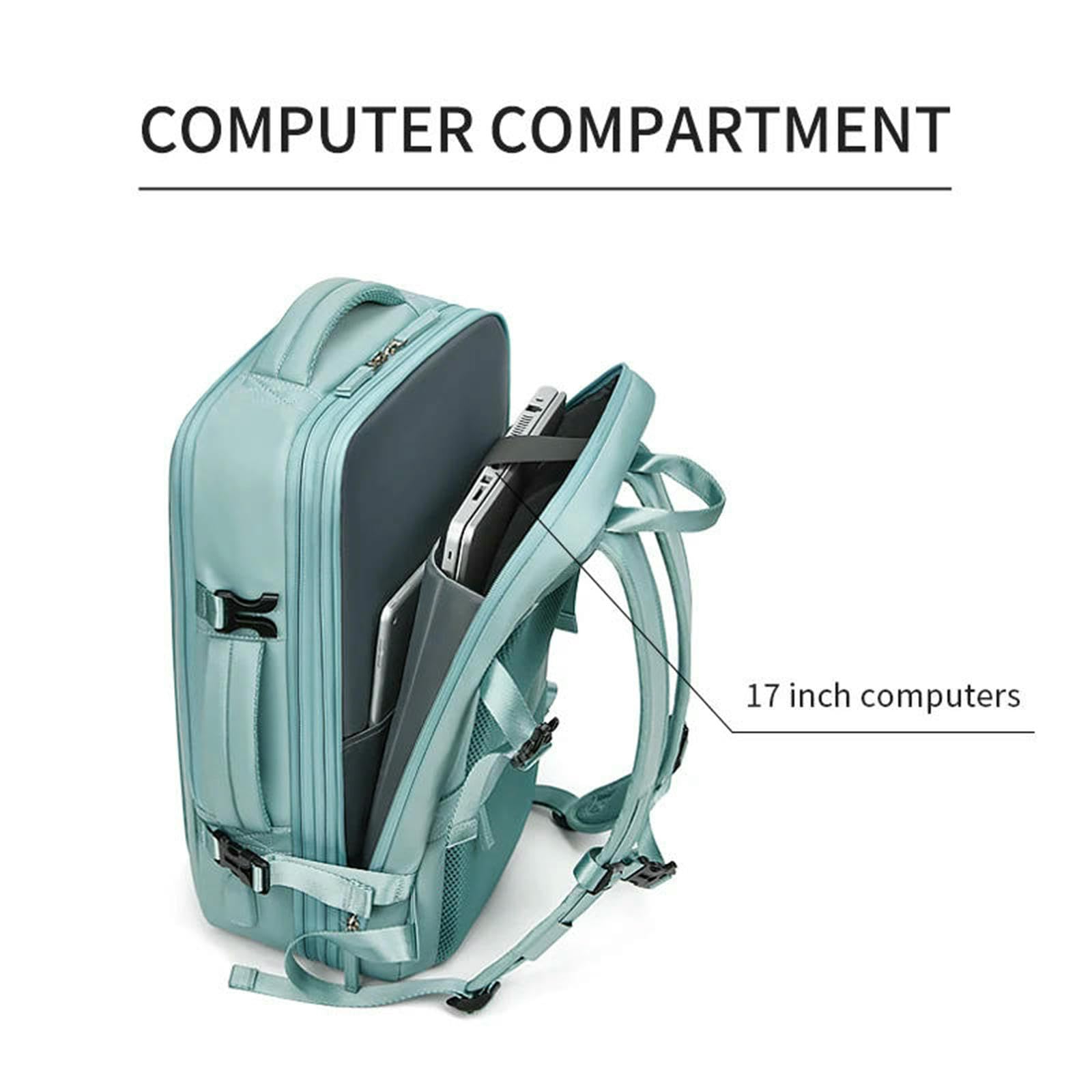 Schulrucksack Reiserucksack Für Herren, Erweiterbar, 39 L, Für Wandern, Business, Laptop-Rucksack, Damen, Aufladen, 17 Zoll, Wasserdicht, Schulrucksack-8875-3 Grün